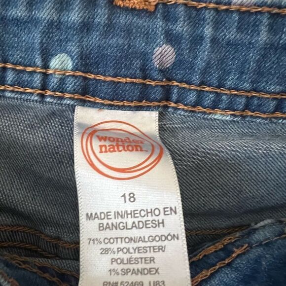 Wonder Nation Denim Polka Dot Jeans Shorts Size 18 - Picture 4 of 4